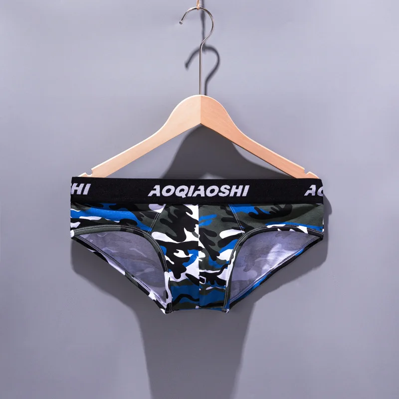 

Fine Cotton Camouflage Print Double-layer U-convex Underwear Large Pouch Breathable Sexy and Comfortable Low-waist Briefs