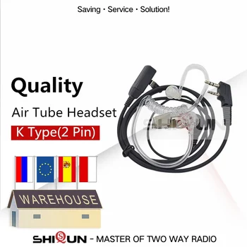 Quan sheng UV-K5 walkie talkie headset mit mic 2 pin akustische luft rohr ohrhörer UV-5R kenwood baofeng UV-13 UV-17 radio UV-13Pro