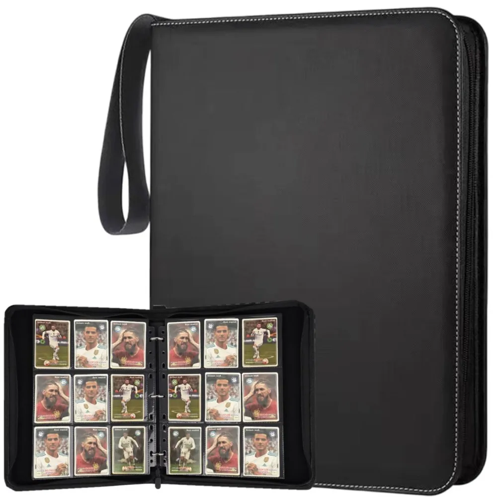 

Card Binder 9 Pocket Double Sided Pockets Trading Cards Binders With 50 Sleeves Zip Card Holder Collector Album Holds 900