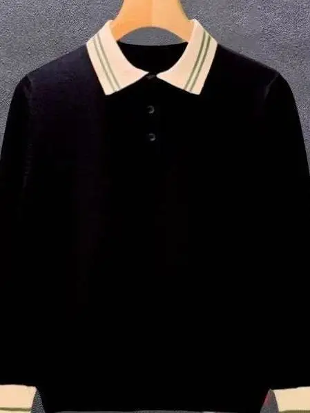 

Вязаная мужская рубашка с воротником и декоративными вставками, приталенного кроя, осенне-зимняя, модная, теплая, из полиэфирного волокна, с длинным рукавом