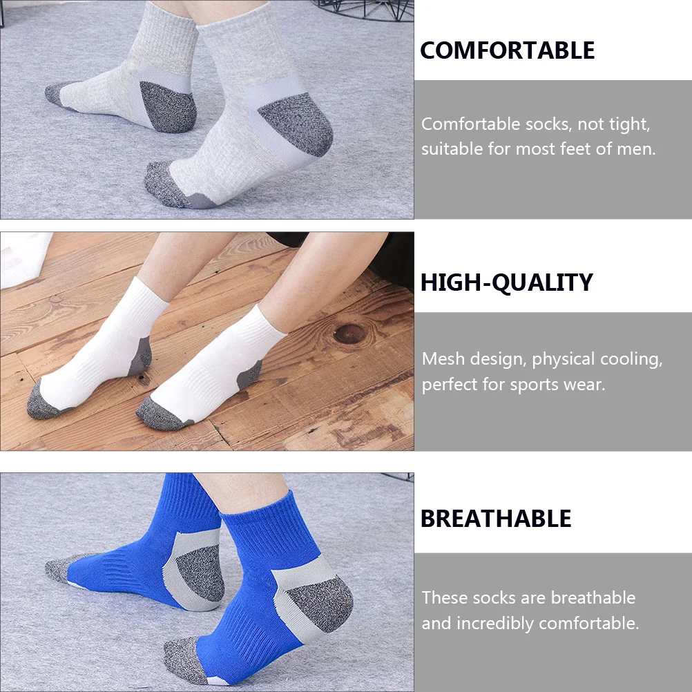 5 أزواج من الجوارب الرياضية القطنية للتبريد البدني المسامي، جوارب مريحة مضادة للاحتكاك للبالغين، ملابس رياضية للجري وركوب الدراجات