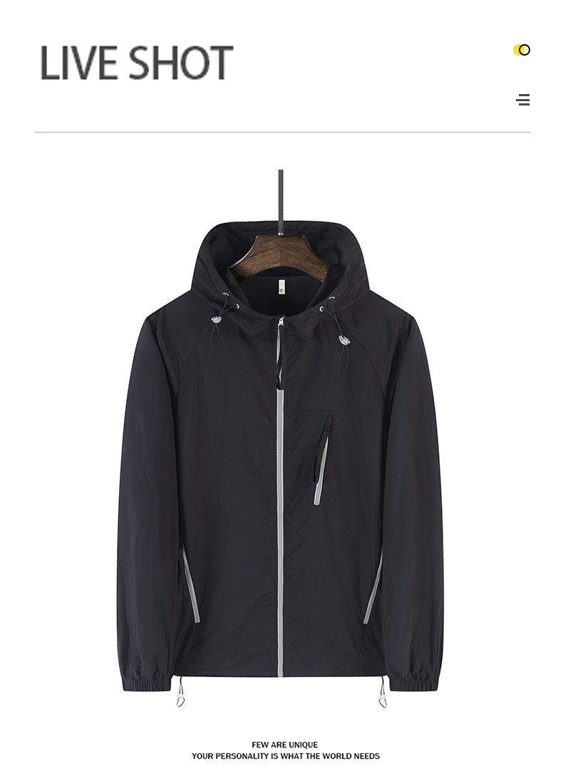 LNGXO Sommer-Windjacke für Herren und Damen, leichte Sonnenschutzjacke, Unisex, Camping, Klettern, Wandern, Outdoor, wasserdichter Mantel – Detail 12