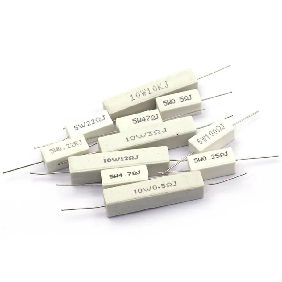 5pcs Cement Resistor RX27 SQP 10W 10 Watt 0.1 0.5 1 2 2.2 3 3.3 4.7 5 5.6 6.8 8 10 15 20 22 30 33 47 51 100 1K 2K 10K RJ Ohm