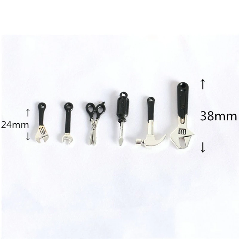 6 Pcs/Set Dollhouse Mini Repair Kits Accessories Hammer Wrench Furniture Toys