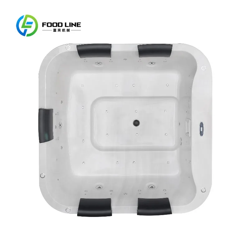 Modern 1.82m Square Freestanding Hot Tub, Custom 4-5 Person Acrylic Outdoor Spa for Home Usage