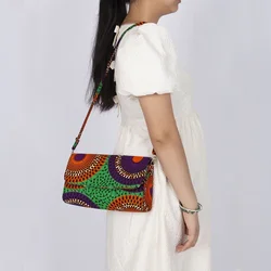 Bintarealwax-Bolso de mano africano con estampado de cera para mujer, bolso de hombro para fiesta, WYB806