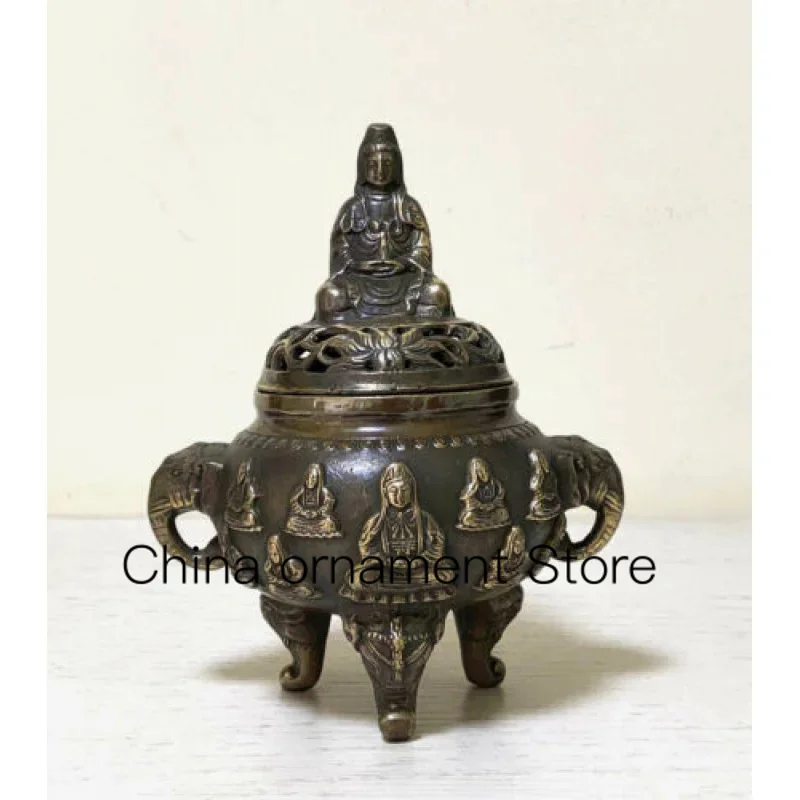 

Antique Vintage Bronze Incense Burner Guanyin Lucky Incense Burner