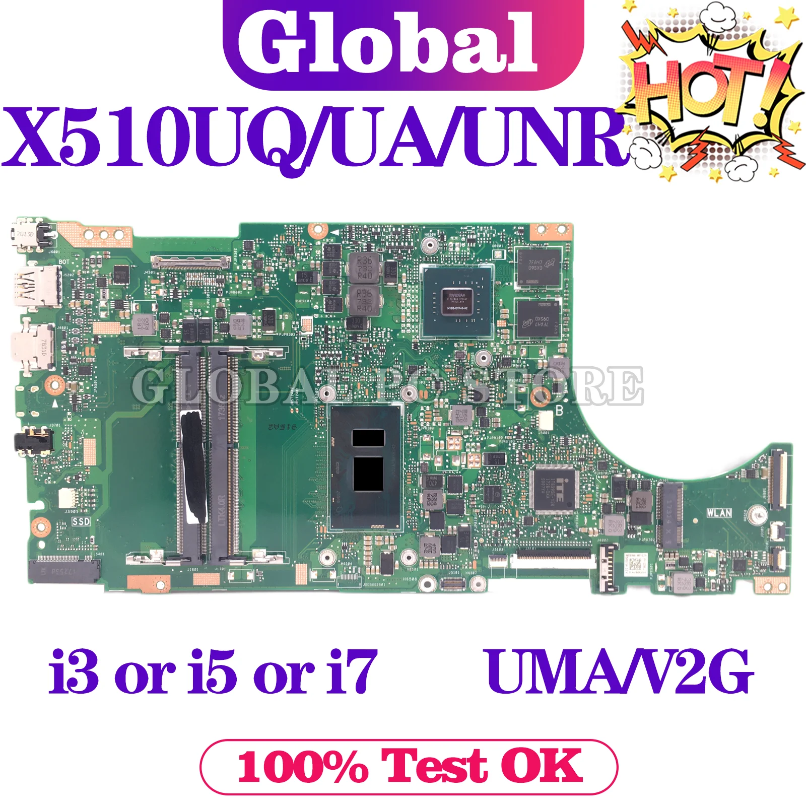 

X510UQ Mainboard Vivobook 15 X510 X510UN X510UA X510UNR X510UF F510U VM510UA X510UR S510UN S5100U Laptop Motherboard I3 I5 I7