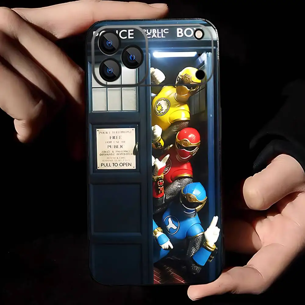 حافظة هاتف P-PowerS-COOL R-RangerS لهاتف iPhone 17,16,15,14,13,12,11,Pro,Max,Plus,E,Air,غطاء أسود واقٍ صغير