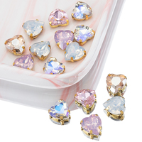 20pcs Heart Sew-on Beads Golden Flat Bottom Imitation Crystal Rhinestone Beads for Needlework Jewelry Making DIY Dress Findings