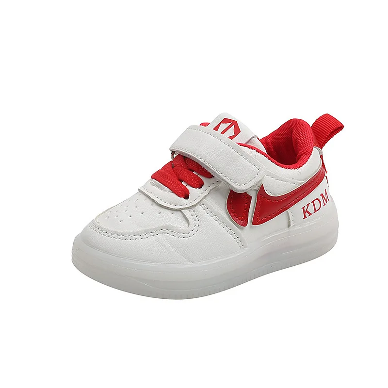 Scarpe da tavola sportive per ragazzi, scarpe per bambini a LED, scarpe bianche piccole casual da ragazza, suole morbide, scarpe antiscivolo e