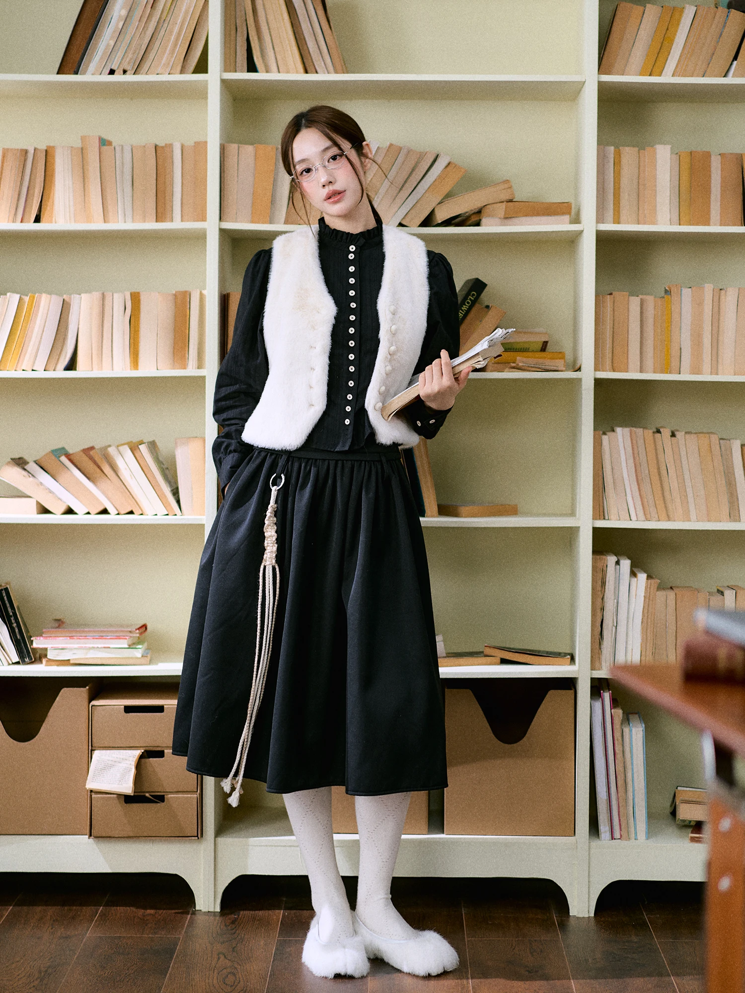 LaluneDuCiel Manteau ort vintage décontracté pour femme Jaet Gilet simile à la fourrure Vêtements d'extérieur pour l'hiver Polyvalent en fibre de polyester de qualité