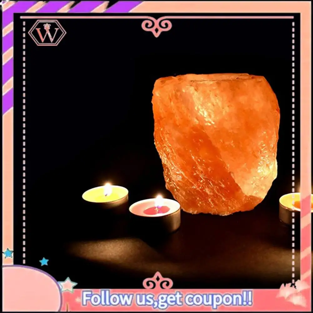 AT84-Natural Salt Crystal Stone Candle Holder Stand Crystals Candle Cave Wedding Valentine's Day Gift Easy Install Easy To Use