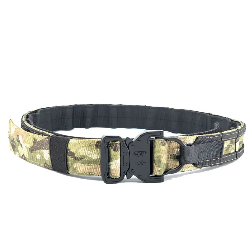 

Men's Tactical Belt Survival Molle Belt Multi Function Double Layer Combat Training Multicam Battle Belt Metal Buckle