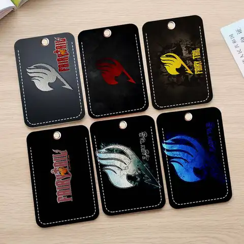 애니메이션 F-페어리 테일 스타일 PU 액세스 카드 홀더(키체인 포함) – 은행 카드, 지하철, 버스 카드 케이스용 고급 보호