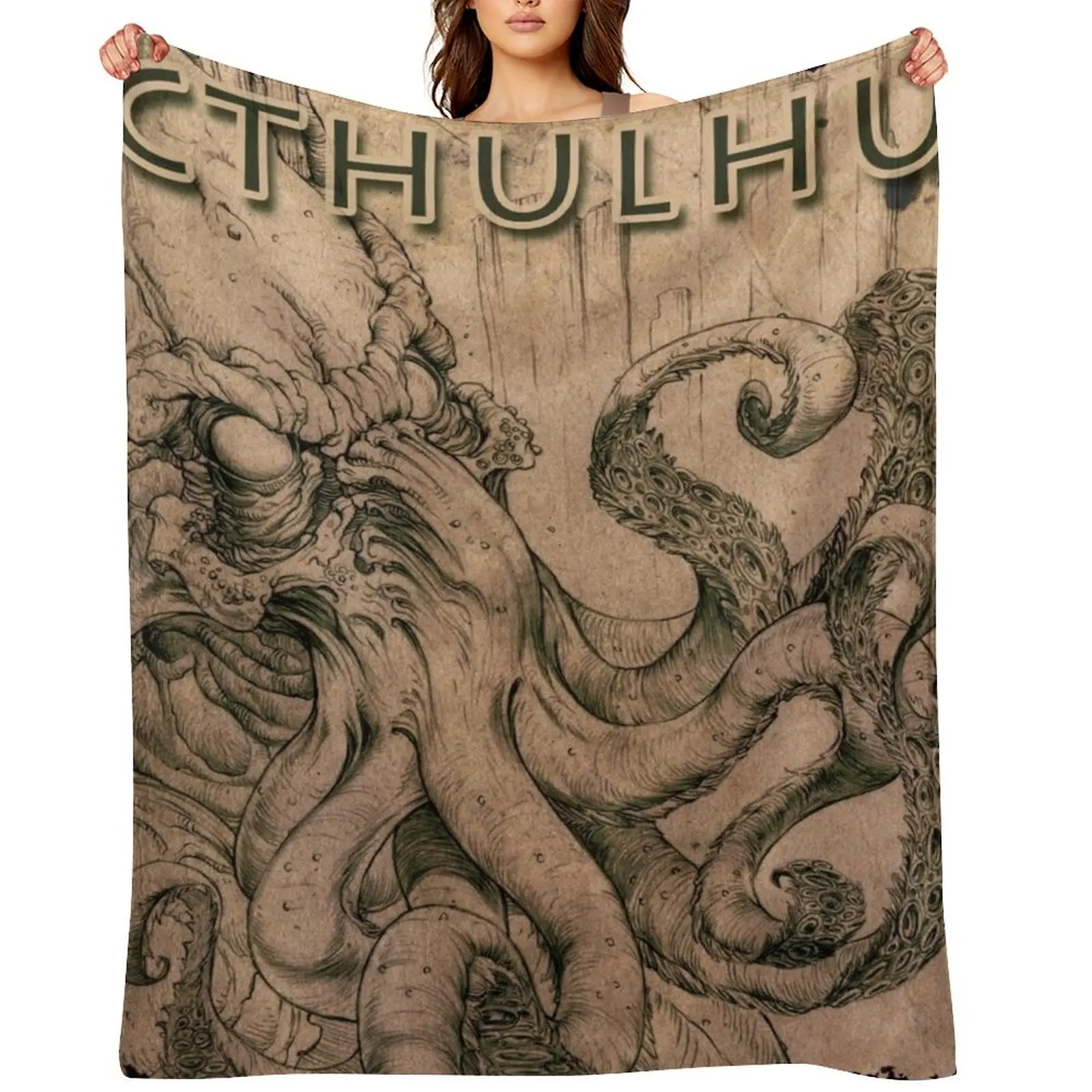 

Cthulhu The Ancient Throw Blanket Furry Decorative Sofas Luxury Sofa Quilt Blankets