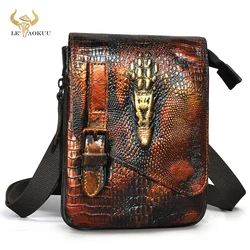 Crocodile Real Bull Leather Male Travel Multifunction messenger Satchel Tablet Shoulder bag Fanny Waist Belt Pack For Men 611-6