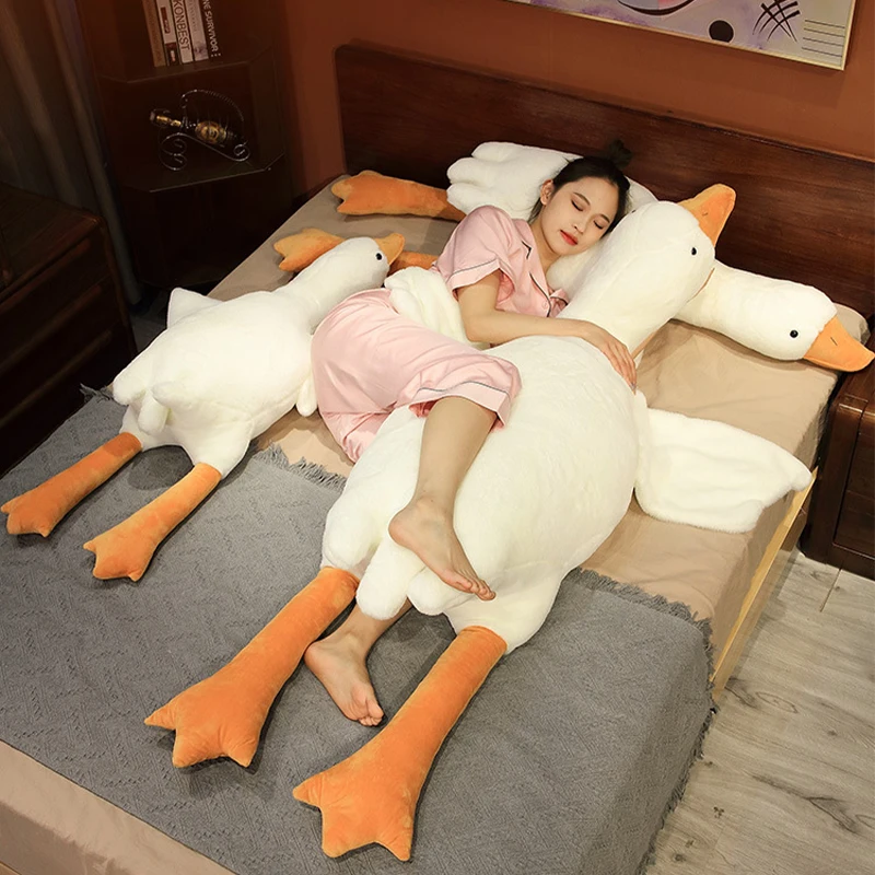 90/130/160/190cm plush baby goose stuffed animal throw pillow for large sofa, for bedtime companionship, plush pillow as a gift