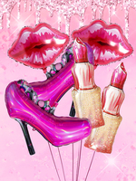 3/6pcs Medium Size Lipstick Pink Girl Big Red Lips High Heels Aluminum Film Balloon Set Makeup Theme Birthday Party Decoration
