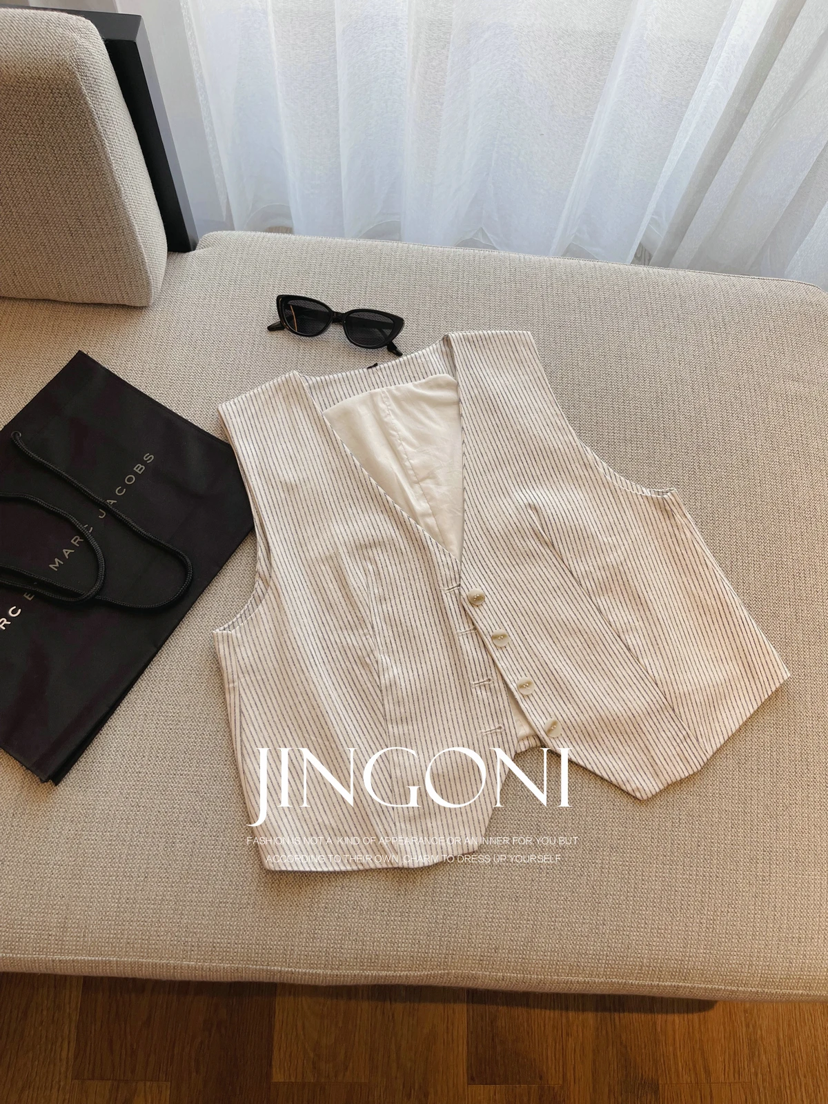 Striped Linen Vest Waistcoat Y2k 2024 Woman Clothing Summer Korean Fashion Vintage Elegant Sleeveless Tops Cropped Jacket New