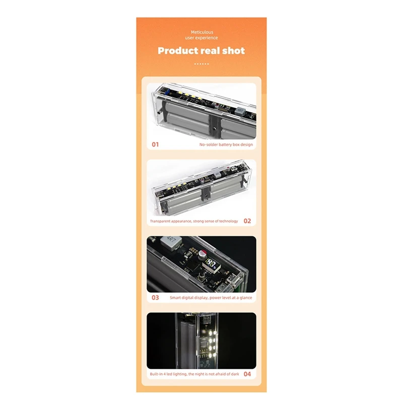 Smart-Two Way PD 45W 20000Mah Geen Lassen LED Licht Digitale Display Transparante Punk Batterij Snel opladen Power Bank Case