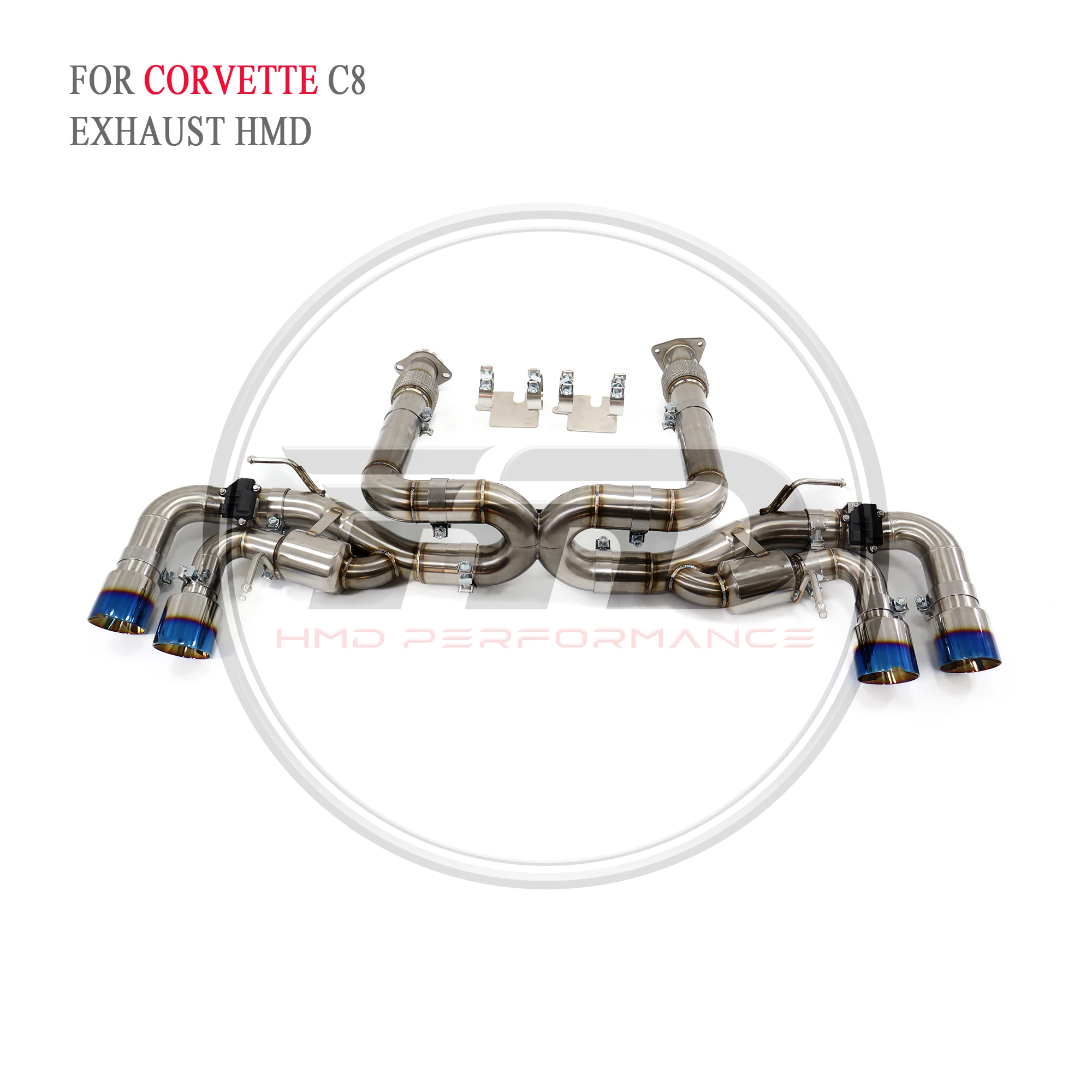 HMD exhaust system For Corvette C8 exhaust catback stainless steel brushed metal valve exhaust control