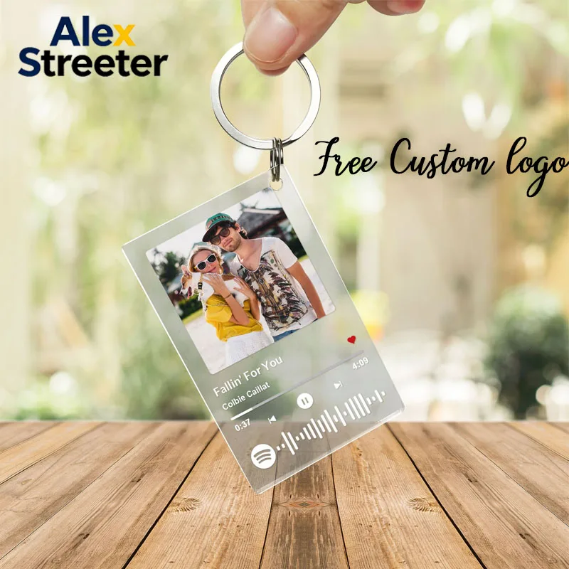 

ALEX STREETER Free Personalized Acrylic Music Spotify Plaque Keychain DIY Photo Song Valentines Day keychain Wedding Gifts