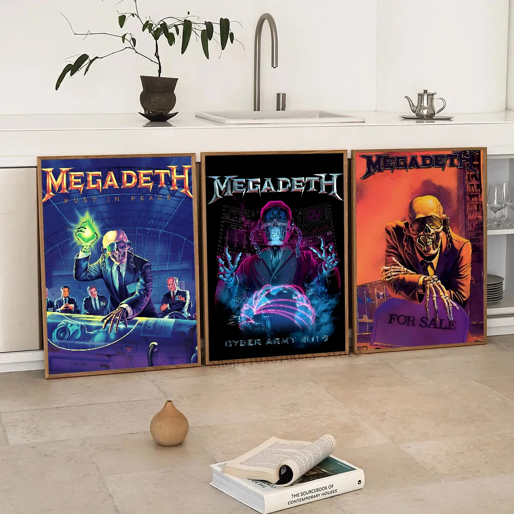 Megadeth Heavy Metal Band Poster Stickers Living Room Bedroom Entrance Cafe Wall Art Decoration Painting  Decor