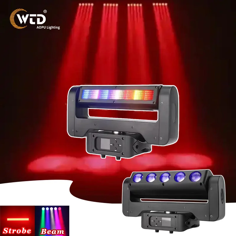 

AOPU 500*0.2W LED Strobe Light and RGBW 5 Eye 4In1 LED Beam Lights DJ Beams Moving Head Staeg Light for Disco Bar