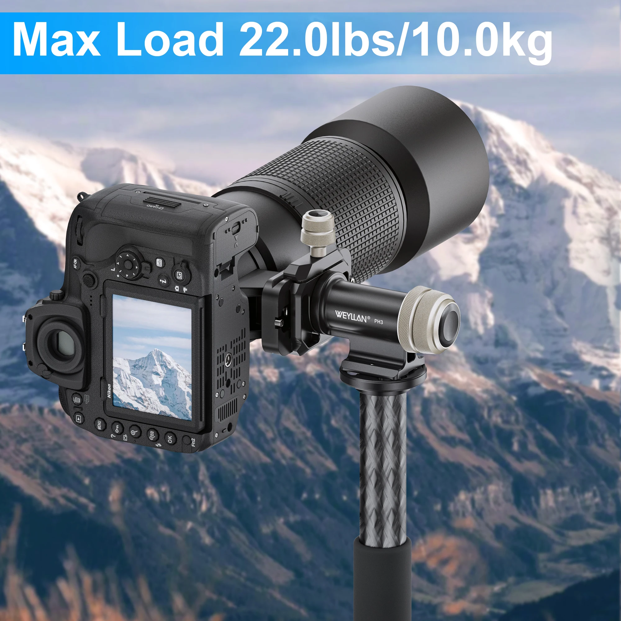 WEYLLAN Tripod Head Monopod Gimbal Head Lightweight Camera Mount for Telescope Arca Swiss / RRS Dovetail PH3 Max Load 10kg