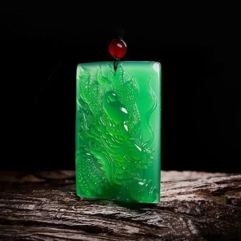 

Natural Agate Green Chalcedony Faucet Pendant Men's and Women's Popular Versatile Pendant