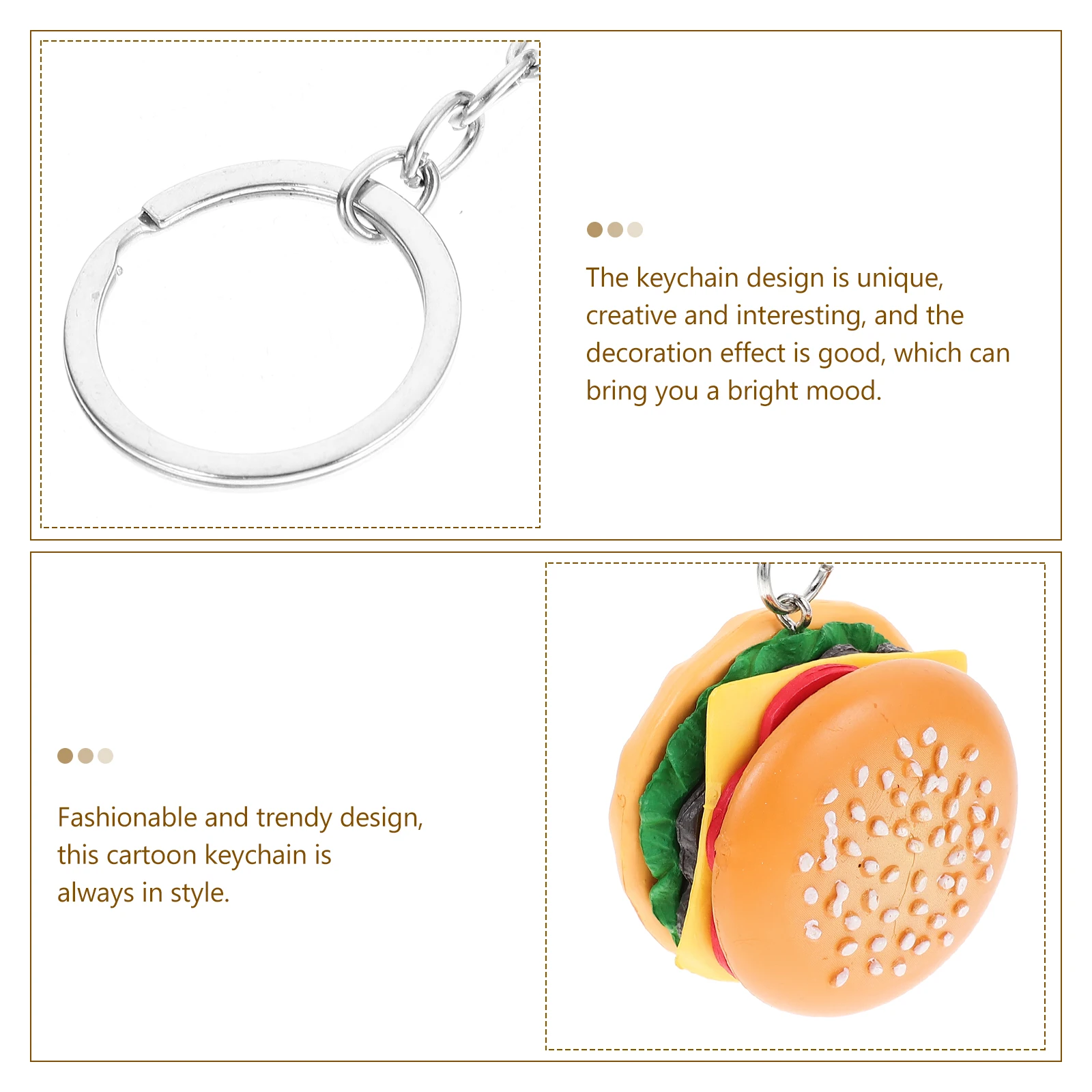 

4pcs Cute PVC Material Portable Size Versatile Decoration Hanging Charms Lovely Hamburger Pendant Keychains Gifts