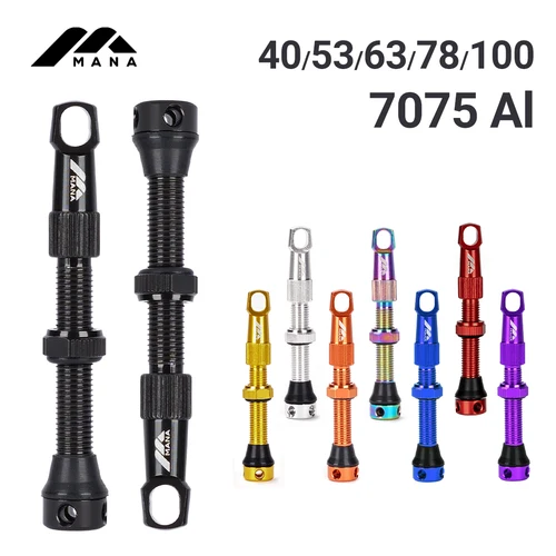 Imagen 1 del producto MANA 1 par de válvulas Presta para bicicleta 40/53/63/78/100mm 7075 aleación de aluminio para bicicleta de carretera sin cámara/MTB/Caliva-válvula ELITEWHEELS