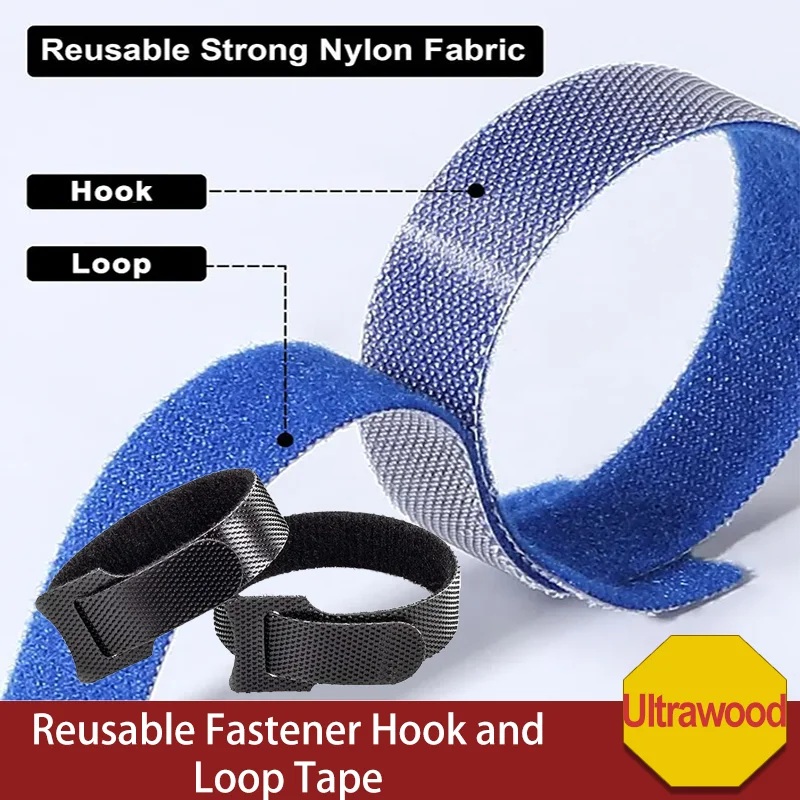 10~1000pcs T-type Cable Tie 12x200mm Reusable Cord Organizer Wire Fastener Strap Colored Nylon Hook Loop Computer Data Cable Tie