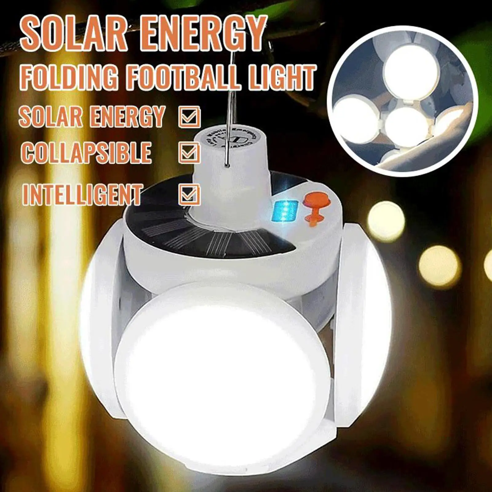 مصباح LED محمول مقاوم للماء للطاقة الشمسية ، لمبة قابلة للطي ، ضوء في الهواء الطلق ، أضواء الطوارئ ، الشحن ، التخييم ، الإضاءة الشمسية ، USB