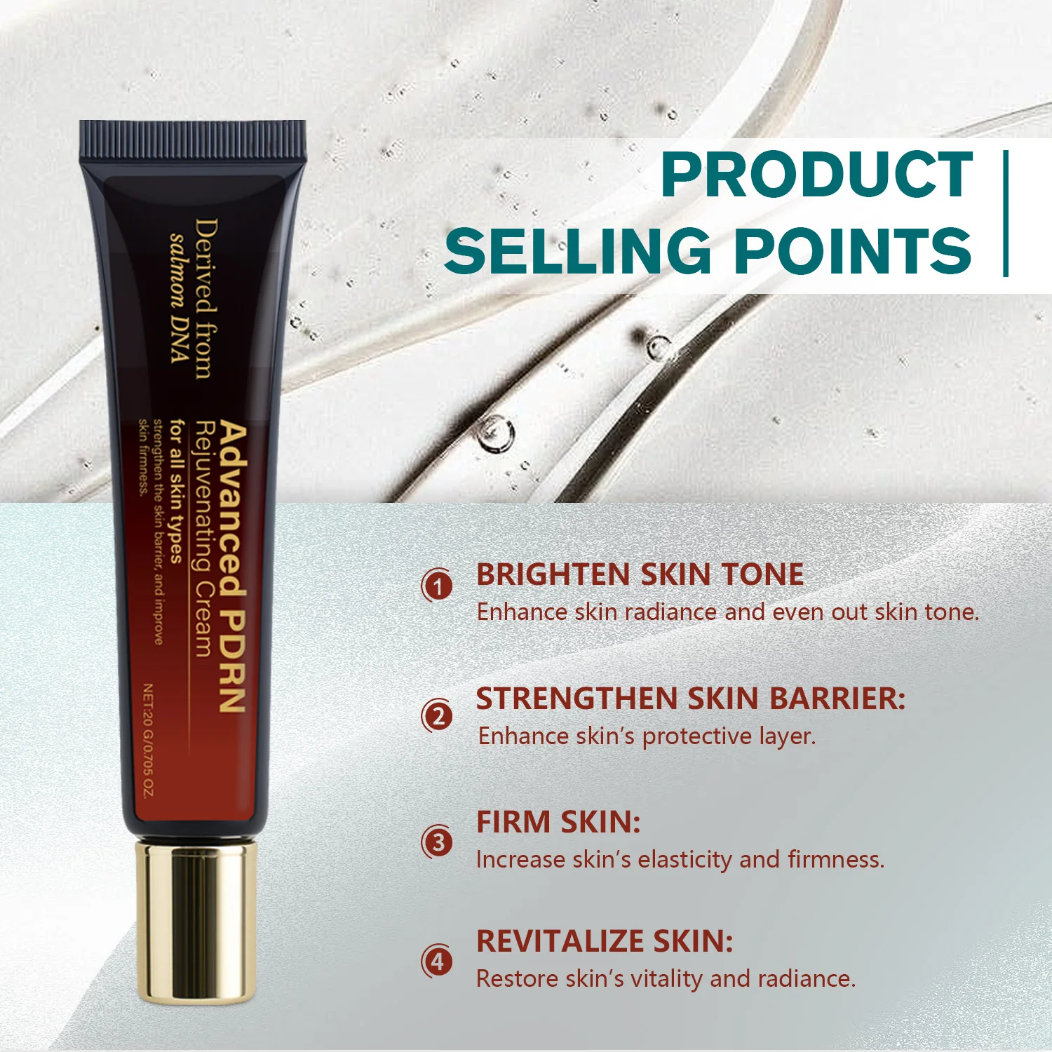 1/2pcs Advanced PDRN Rejuvenating Cream, Salmon DNA for All Skin Types, Strengthen Skin Barrier Improve Firmness, Skin Care