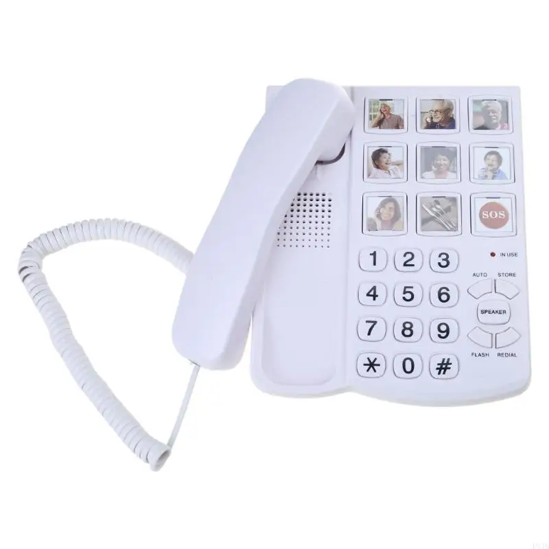 P9JB Clear Sound White Landline Phone Telephone With Big Buttons, Hands