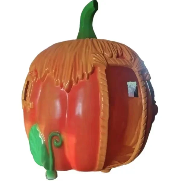 Commercial custom halloween decor House shaped waterproof artificial fiberglass pumpkin lantern blaze sculpture