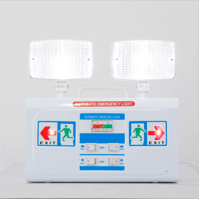 High Brightness LED Emergency Light Lighting Safety Exit Double Head Fire Multifunctional Emergency Lamp AC200-240V