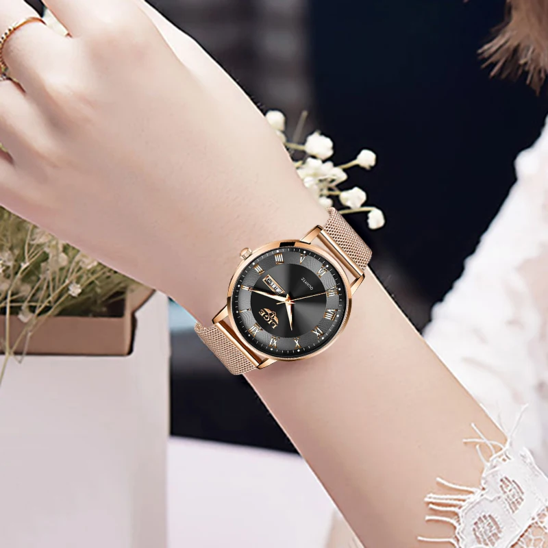 LIGE Fashion Elegant Quartz Women\'s Watch Bracelet Casual Business Clock Movement Simple Waterproof Mesh Belt Ladies Watches NEW