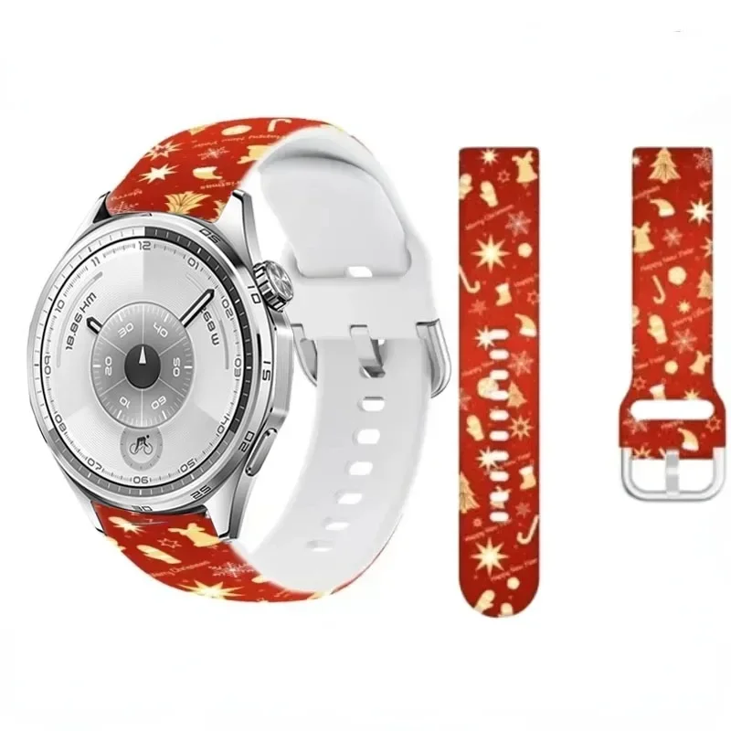 20mm 22mm Christmas Style Silicone Strap for Huawei Watch 6 5 GT7-6-5-4-3 46mm Bracelet Huawei Watch GT Runner 2 Ultimate 2 Band