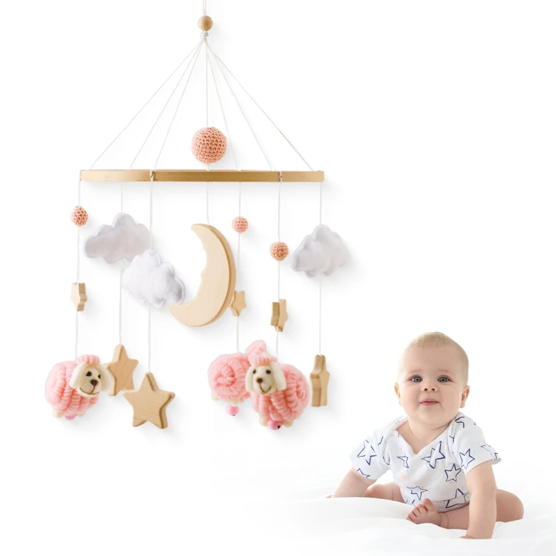 

Baby Bed Bell Cartoon Animal Sheep Hanging Toy 0-12 Month Baby Crib Wooden Mobile Music Rattle Toys Crib Holder Crib Accessories