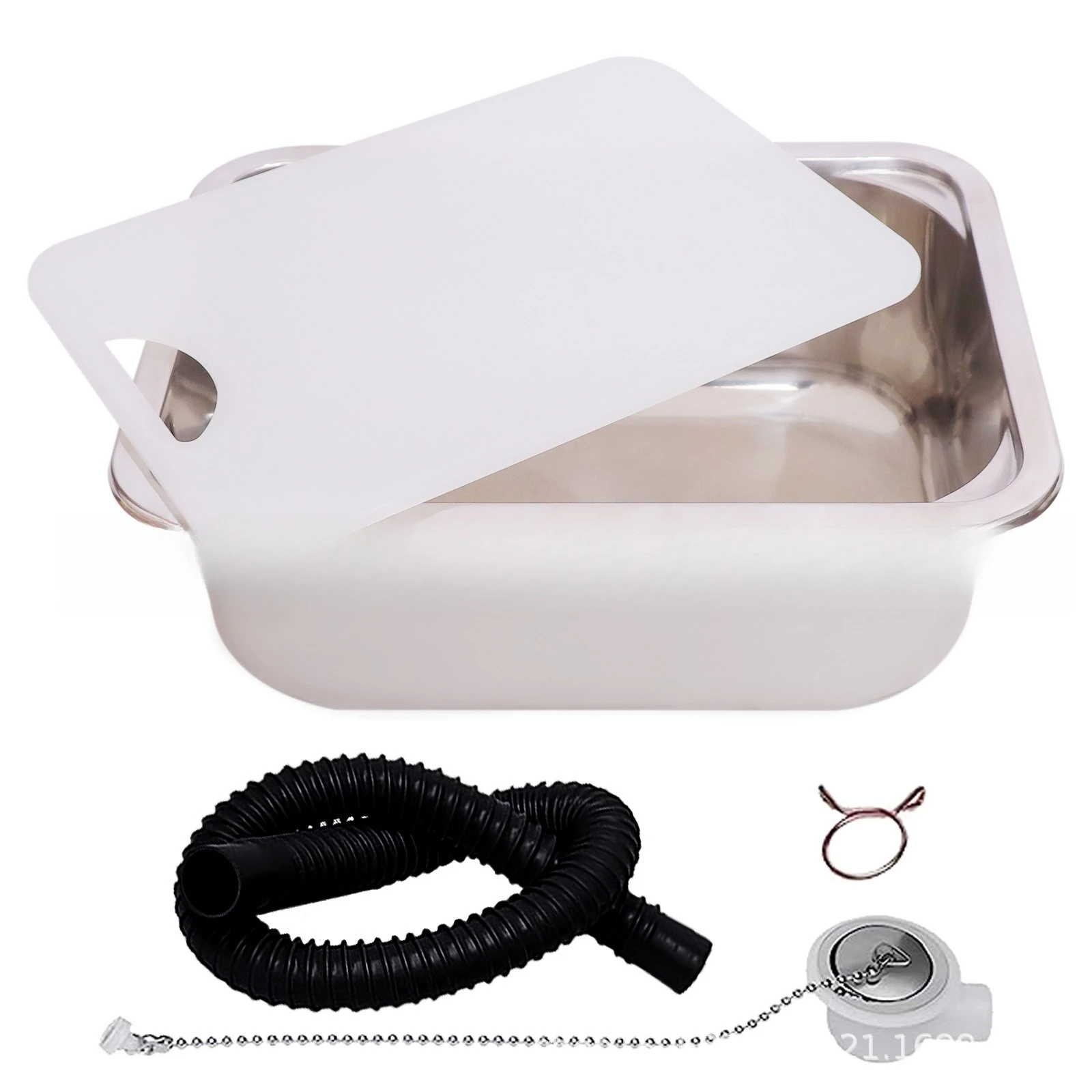 

RV Square Small Sink with Cutting Board Cutting Board Hidden Sink RV Kitchen Sink 304 Stainless Steel