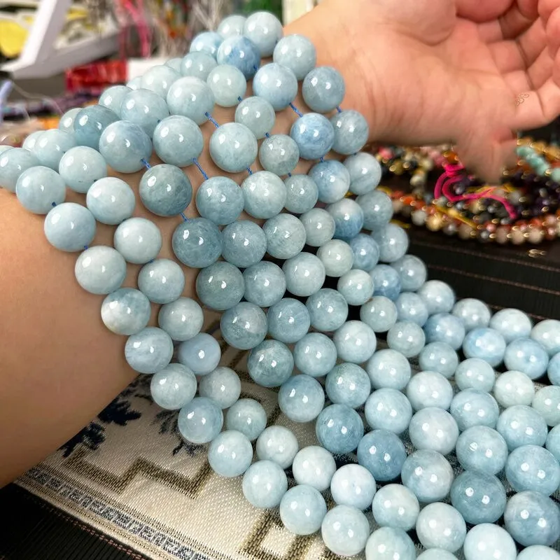 Aquamarine round 14/16mm  38cm for DIY jewelry making  loose beads  FPPJ wholesale beads nature gemstone