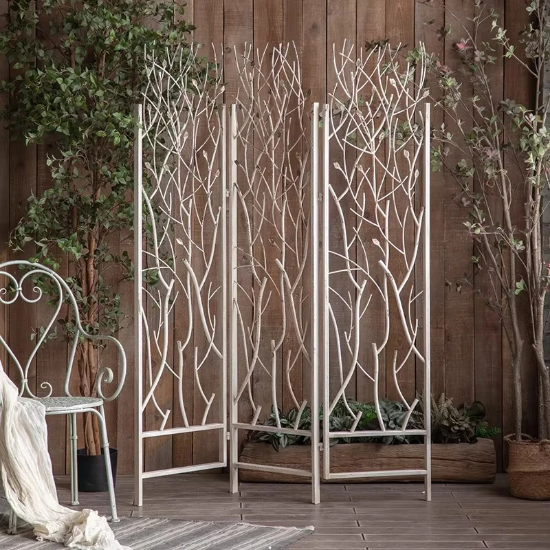 

wrought iron screen, antique and old folding mobile, living room partition retro folding screen
