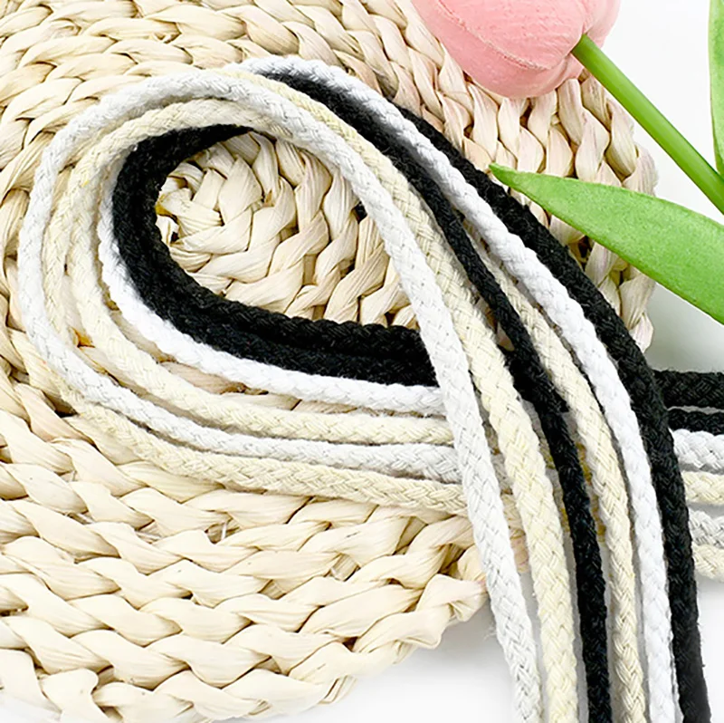 

5/10/20M 5/7mm Cotton Rope Macrame Cord Bag Strap Woven Twisted Ropes Garment Tents Decoration Craft Cords DIY Sewing Materials