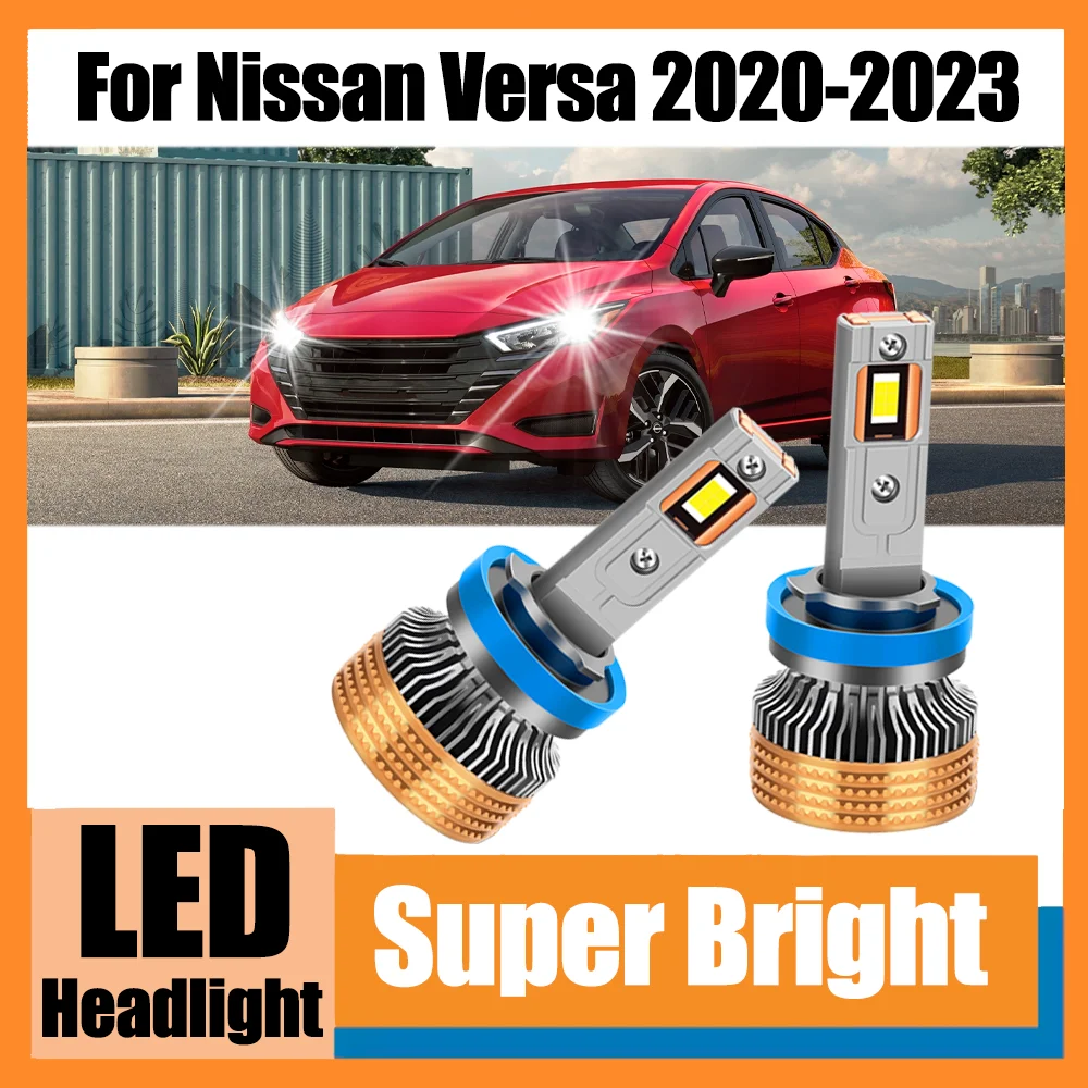 

2X 30000LM 6000K White Super Brightness Car Headlight Bulbs Turbo Cooling Fan 4 Copper Tube For Nissan Versa 2020 2021 2022 2023