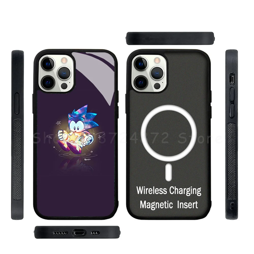 Sonics Cute H-Hedgehogs Phone Case Strong Magnetic For IPhone 15 14 13 Pro Max Mini Alex Mirror For Magsafe Wireless Charging