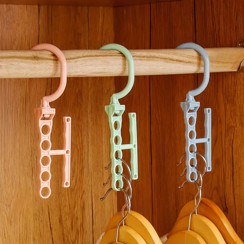 5 Holes Rotary Hanger with Handle Closet Sorting Drying Hanger Useful Space Saver Wonder Clothes Organizer Bags Belts Ties Hook