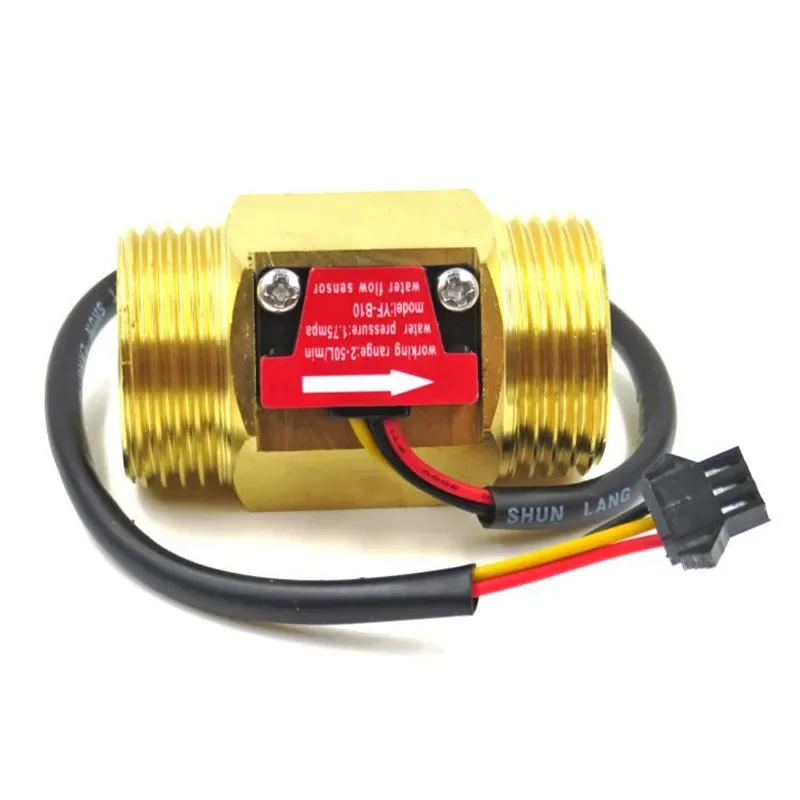 DN15 Brass Water Meter Industrial Flowmeter Water Flow Sensor 0.5 Inch DC 5-15V Water Flow Sensor Hall Sensor Switch Flow Meter